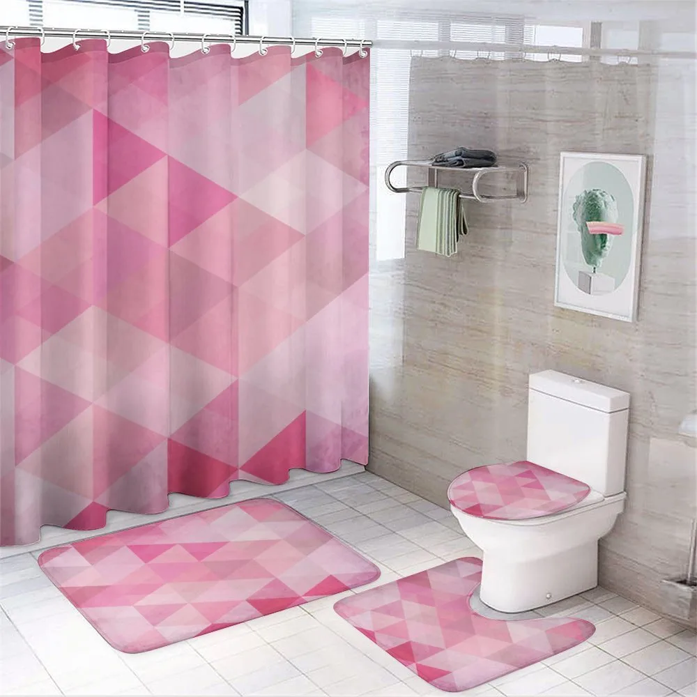 Abstract Vintage Triangles 4-Piece Bathroom Set product video
