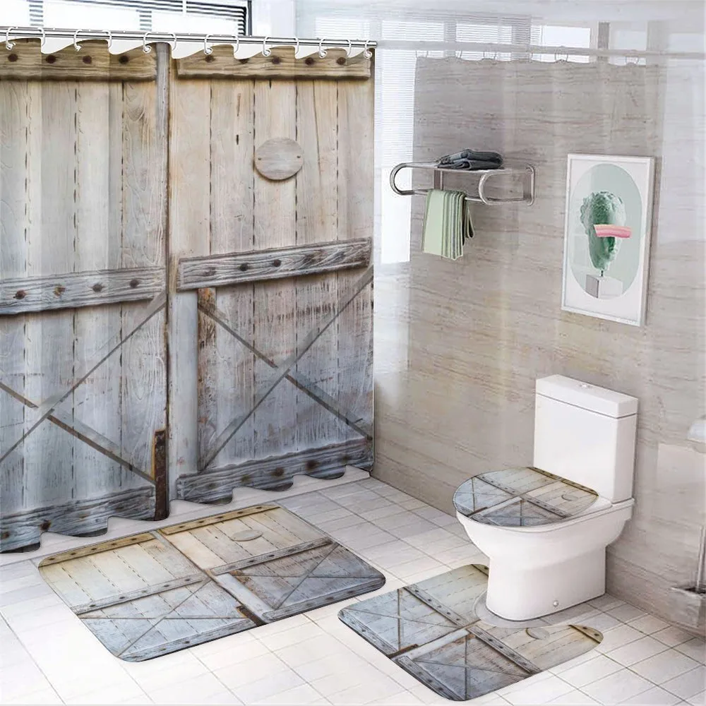 Country Rusty Wooden Door — 4-Piece Bathroom Set preview