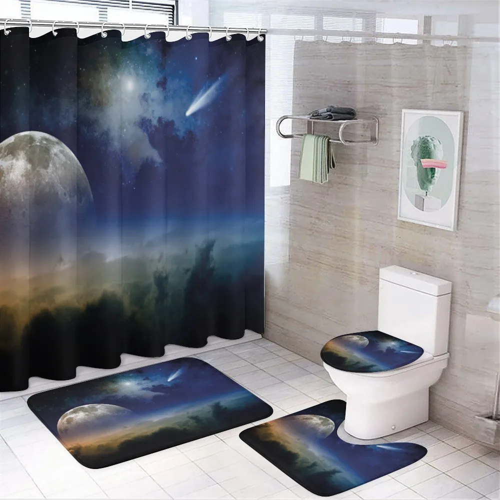 Full Moon Rising Cloudy — 4-Piece Bathroom Set preview