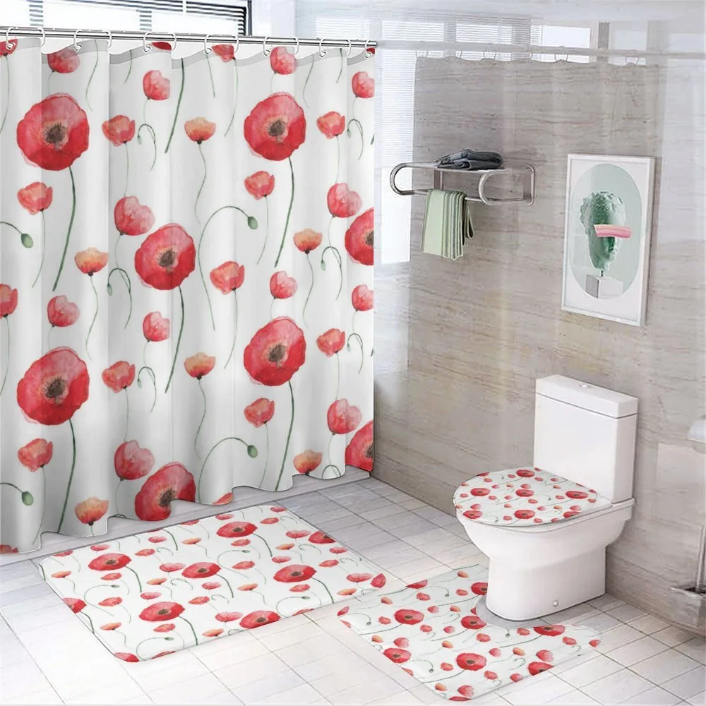 Poppy Blossom Leaves — 4-Piece Bathroom Set preview