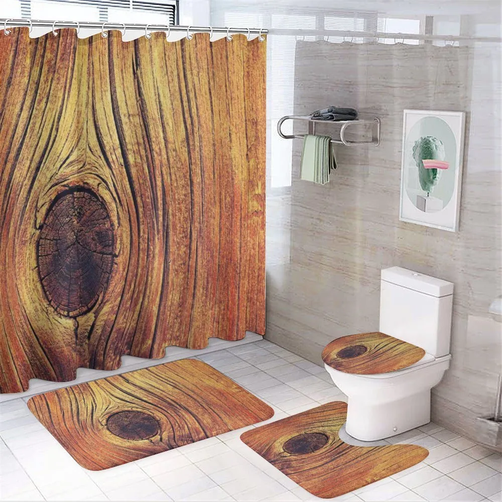 Aged Wooden Texture — 4-Piece Bathroom Set preview