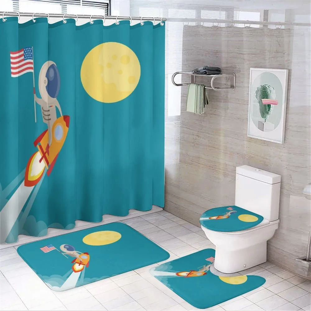 Astronaut Flying to the Moon — 4-Piece Bathroom Set preview