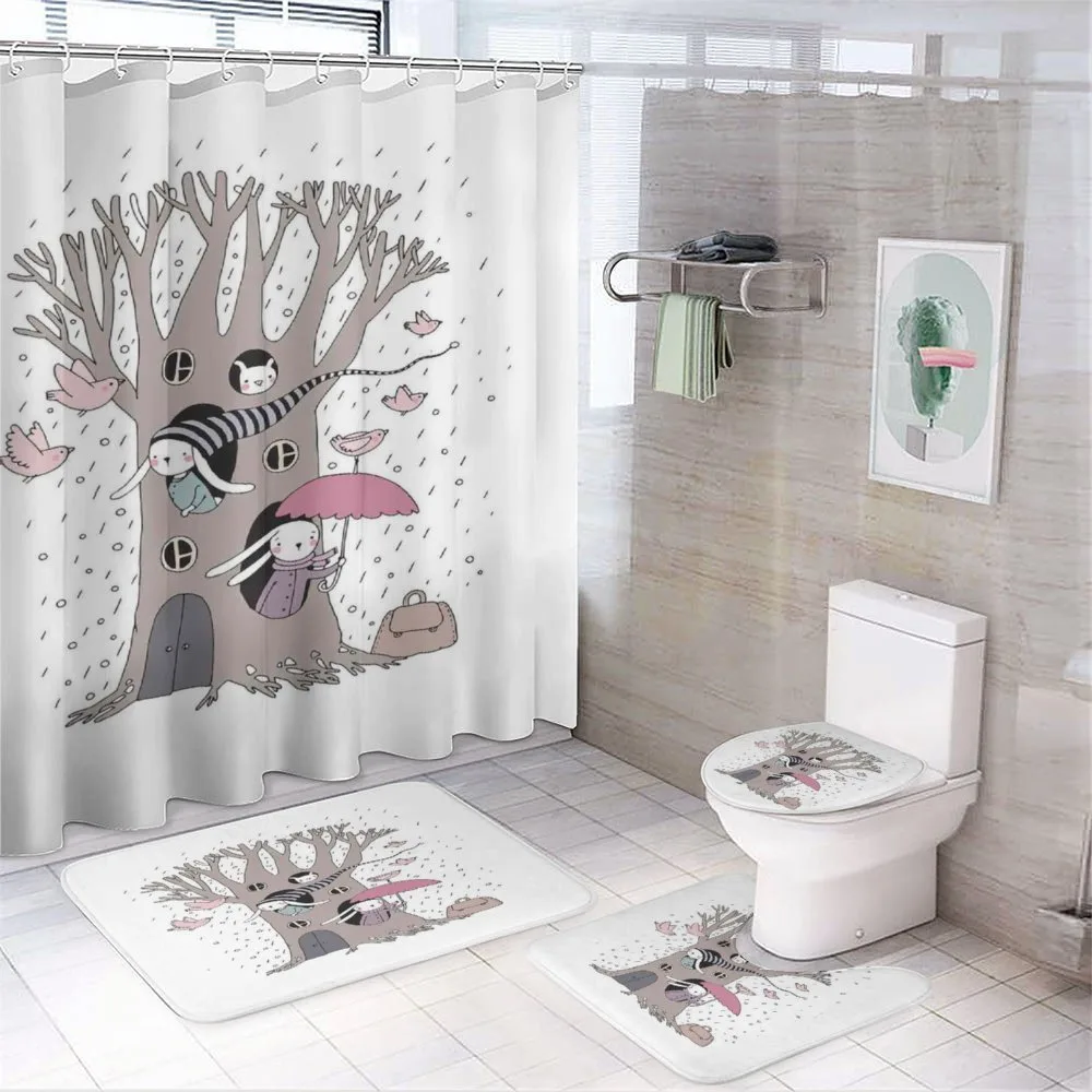 Bunny Family Rain Birds — 4-Piece Bathroom Set preview