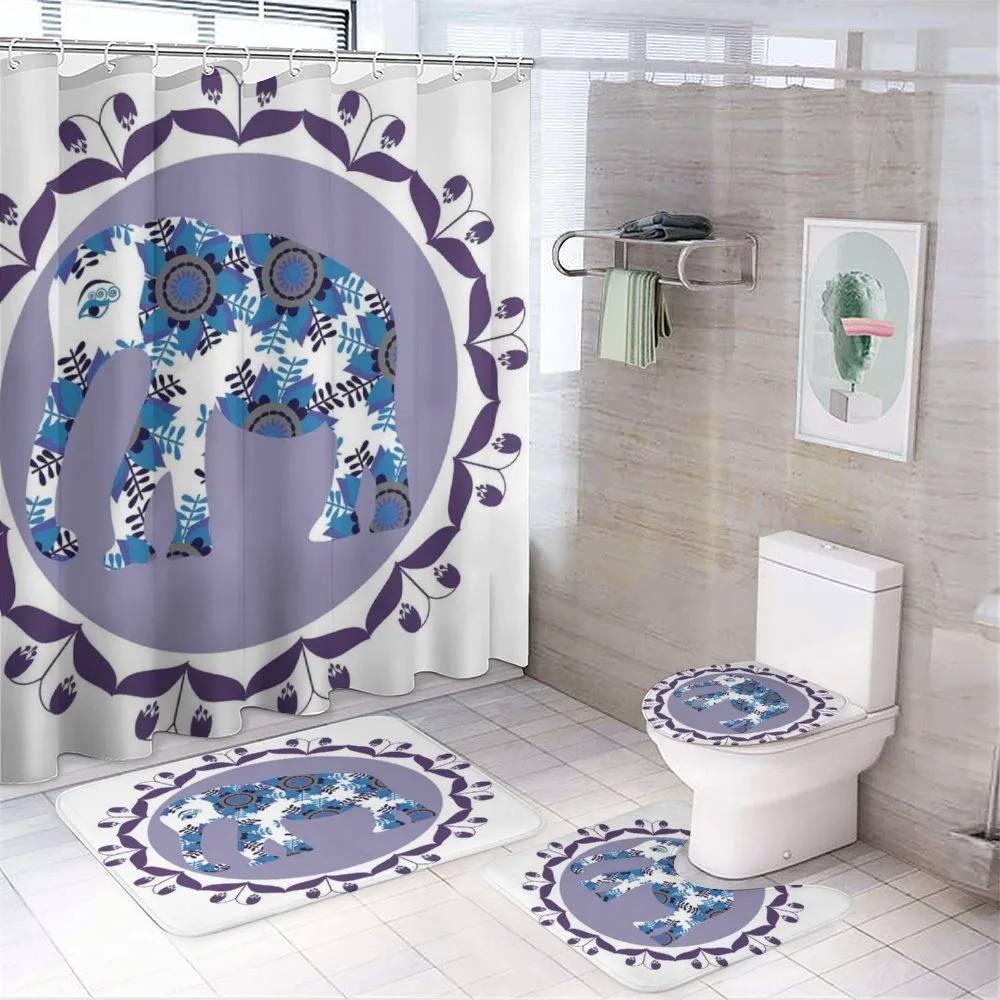 Elephant with Tulips Pattern — 4-Piece Bathroom Set preview