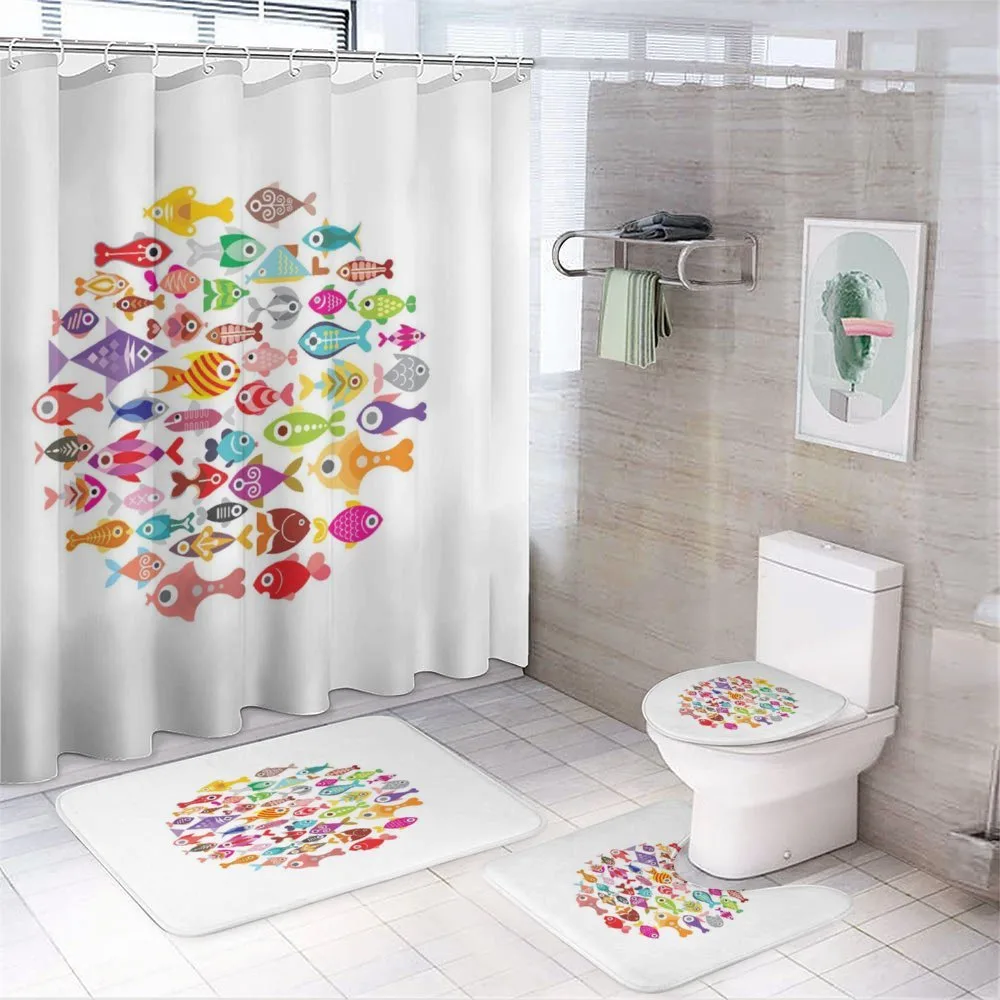 Aquarium Round Colorful Design — 4-Piece Bathroom Set preview