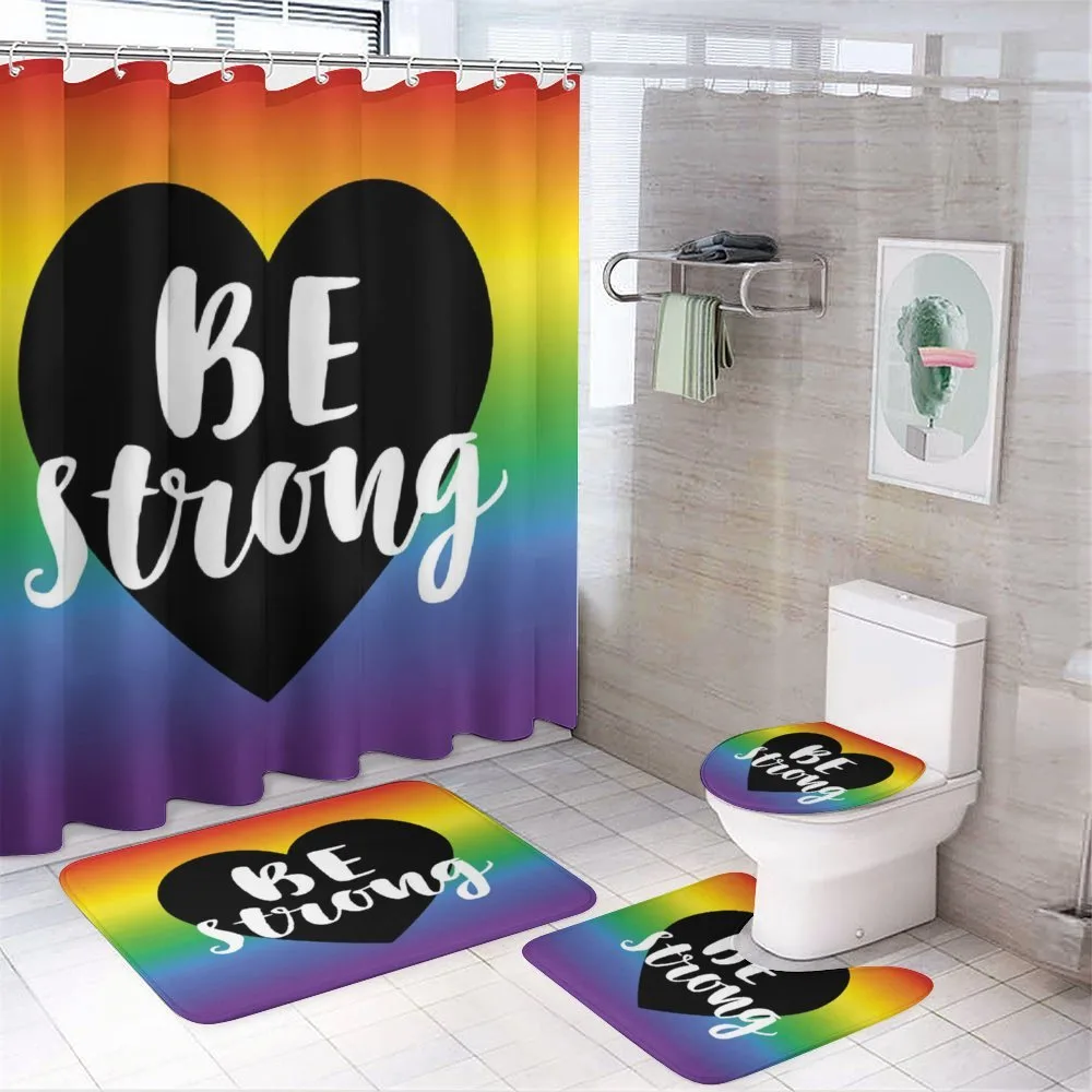 Be Strong Slogan Heart — 4-Piece Bathroom Set preview
