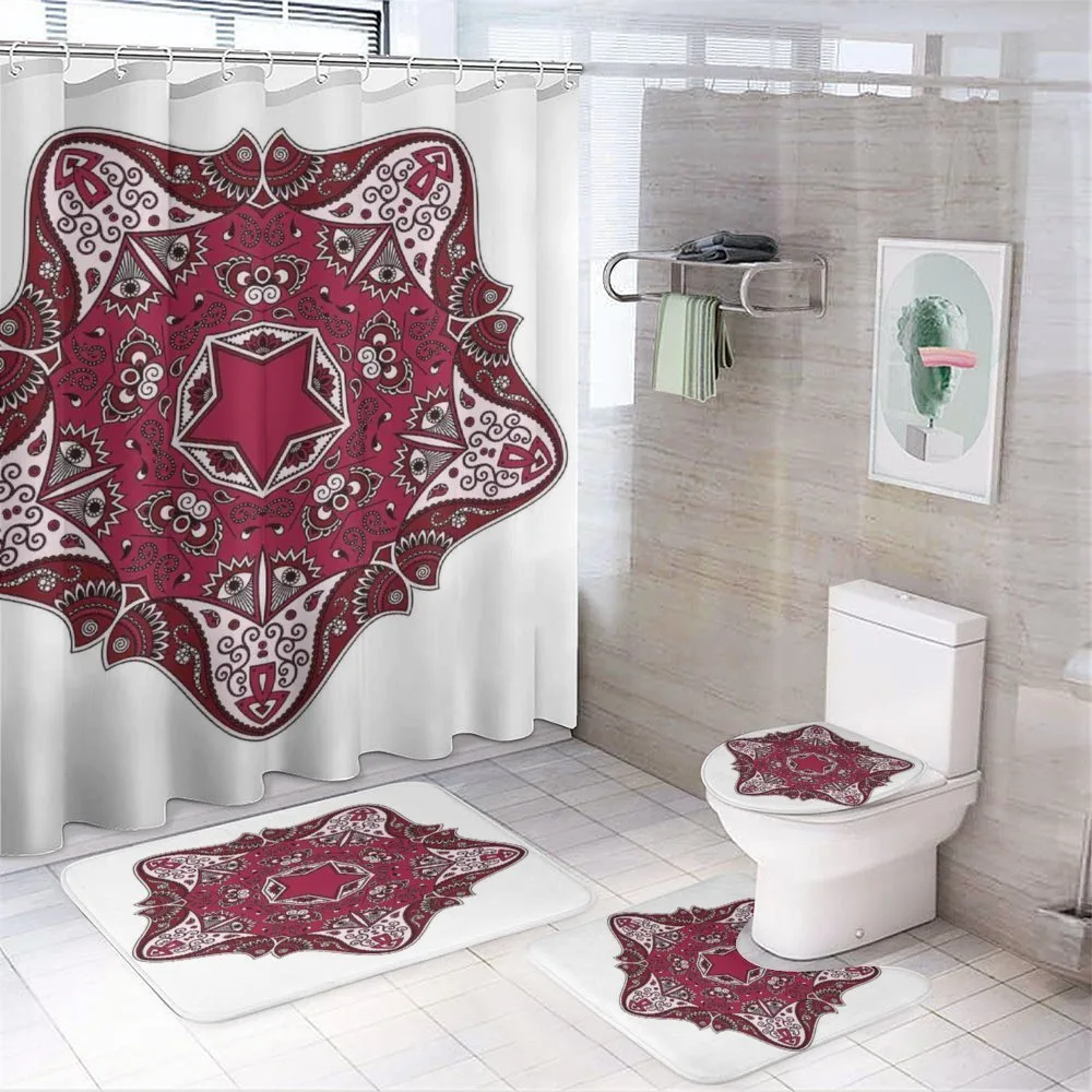 Maroon Mandala Asian — 4-Piece Bathroom Set preview