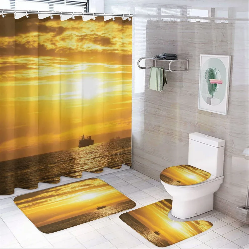 Ship on Ocean Sunrise — 4-Piece Bathroom Set preview