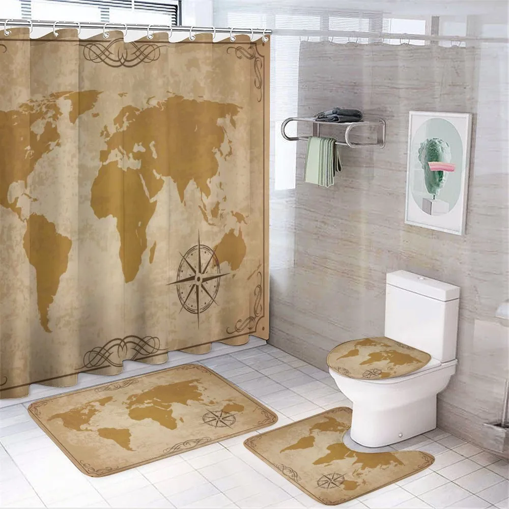 Vintage Cartography Art — 4-Piece Bathroom Set preview