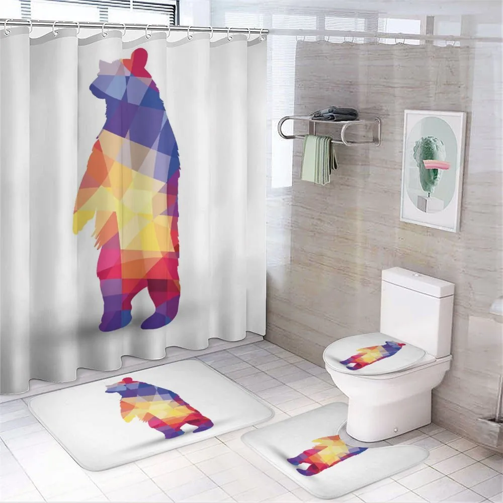 Bear Fractal Silhouette — 4-Piece Bathroom Set preview