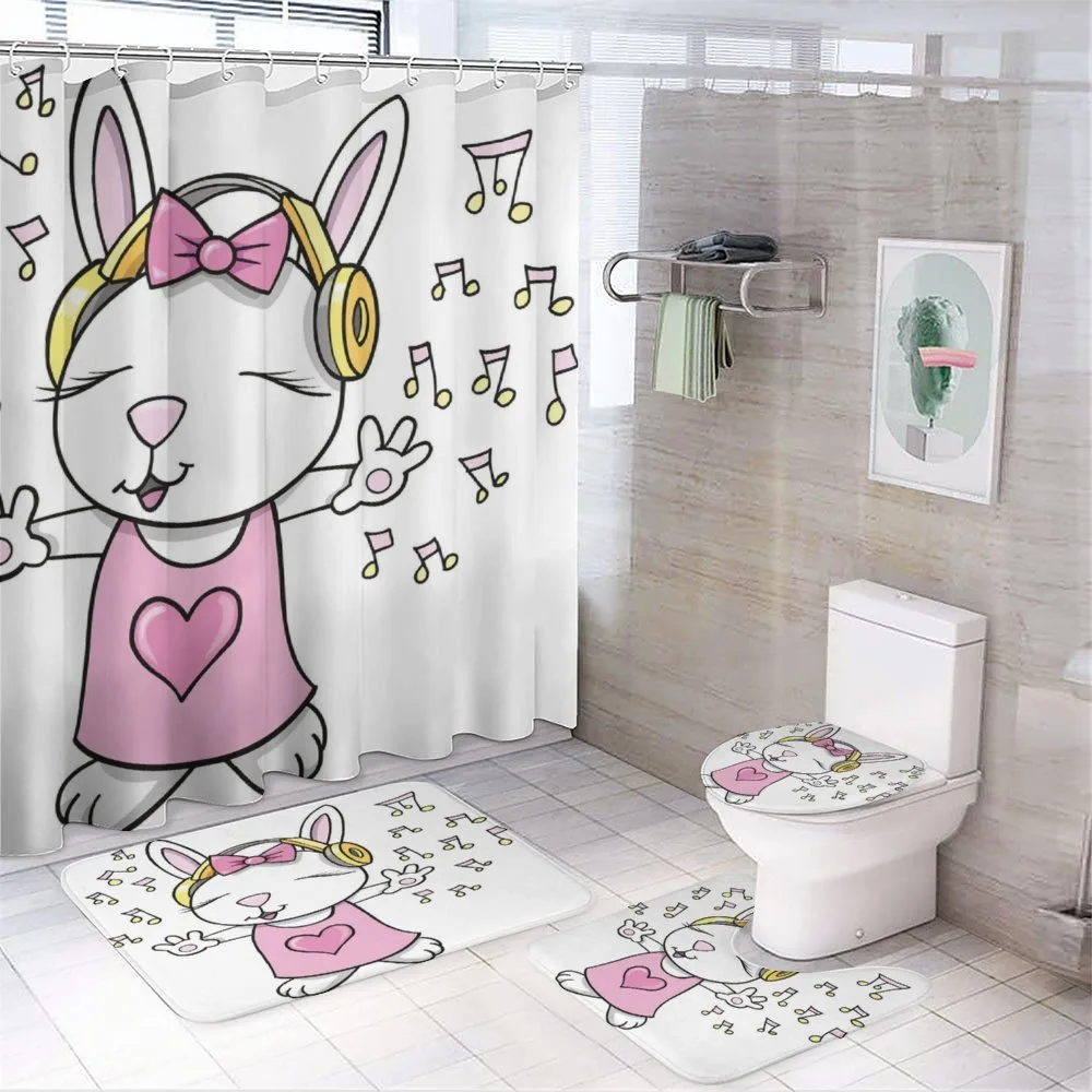Cartoon Rock Star Bunny — 4-Piece Bathroom Set preview