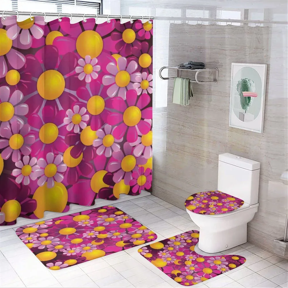 Flourish Flowers Cartoon — 4-Piece Bathroom Set preview