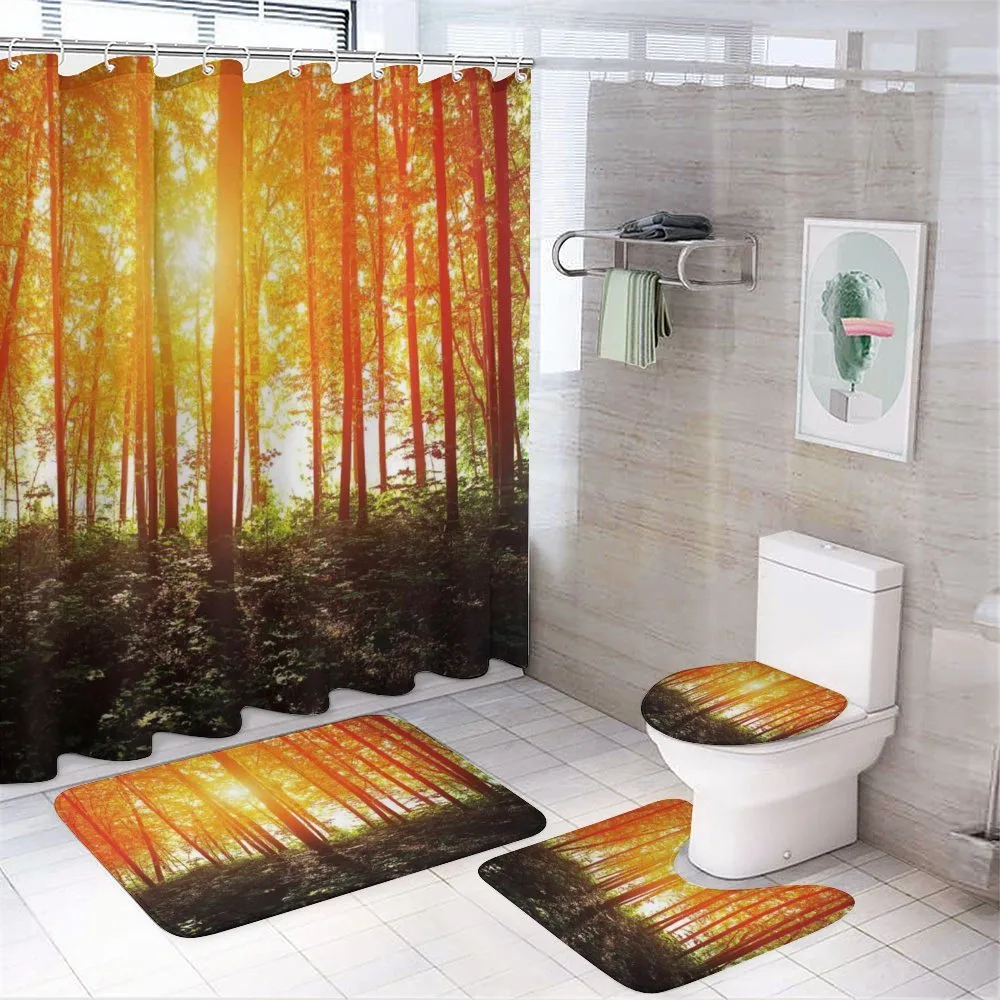 Foggy Forest Scenery — 4-Piece Bathroom Set preview