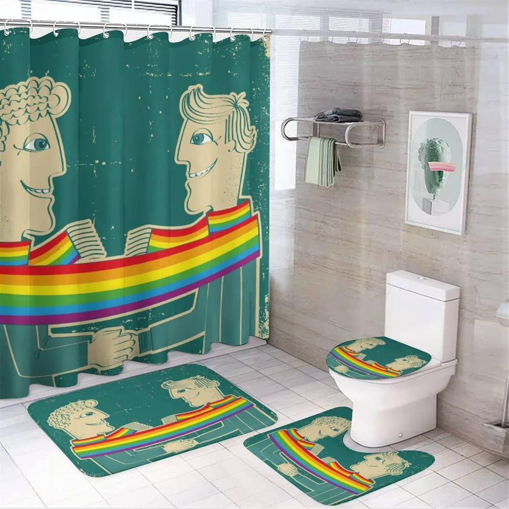 Gay Couple with Scarf — 4-Piece Bathroom Set preview