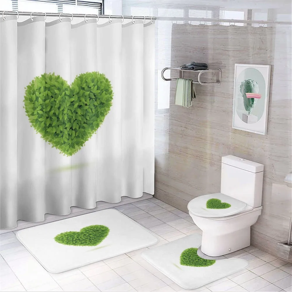 Heart with Fresh Leaves — 4-Piece Bathroom Set preview