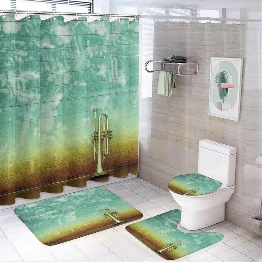 Old Worn Trumpet Grungy — 4-Piece Bathroom Set preview