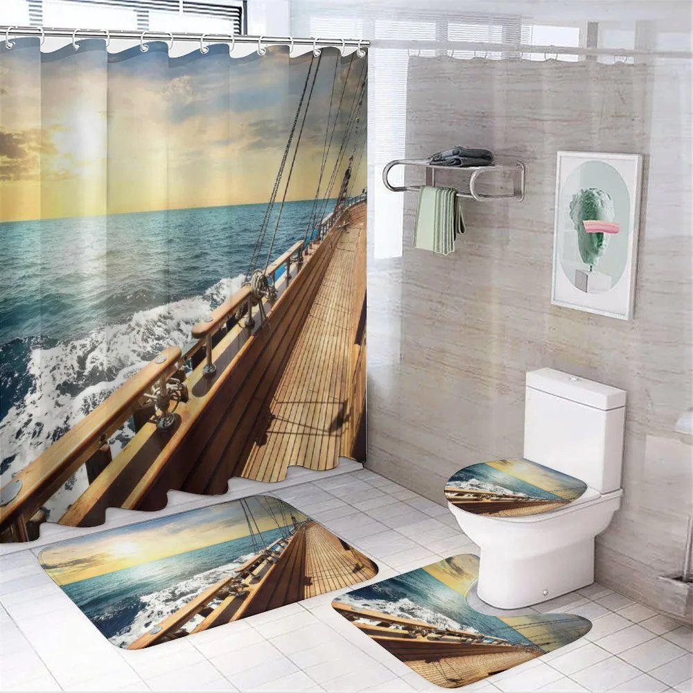Yacht on Sea Sunset — 4-Piece Bathroom Set preview