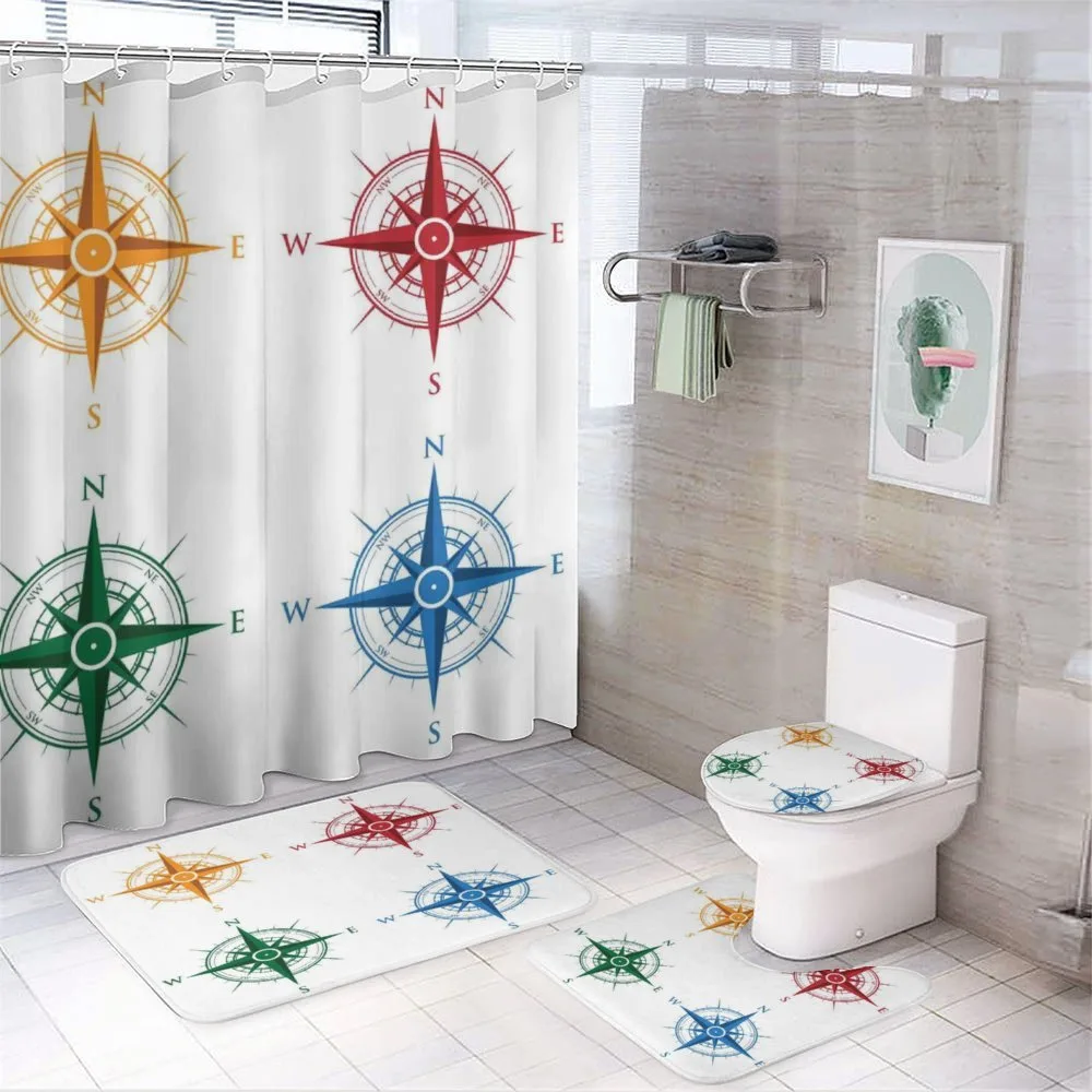 Colorful Compasses — 4-Piece Bathroom Set preview