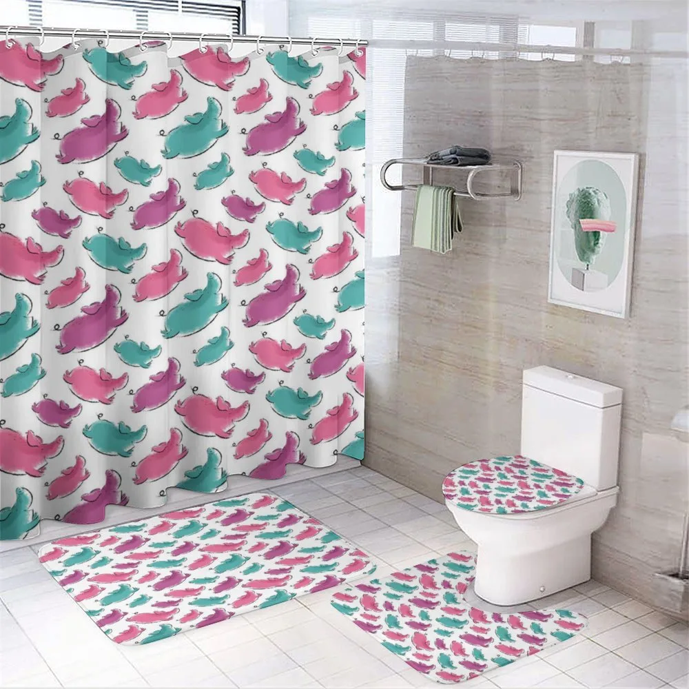 Hand Drawn Watercolor Effect — 4-Piece Bathroom Set preview