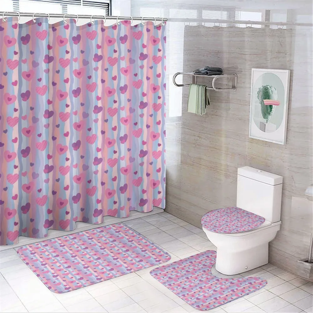 Hearts Stripes Wedding — 4-Piece Bathroom Set preview