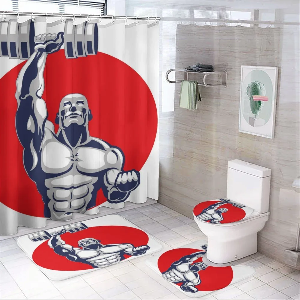 Muscular Man Lifting — 4-Piece Bathroom Set preview