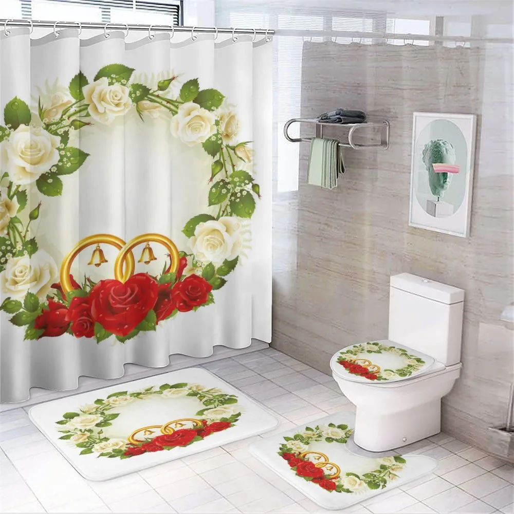 Roses Wedding Rings — 4-Piece Bathroom Set preview
