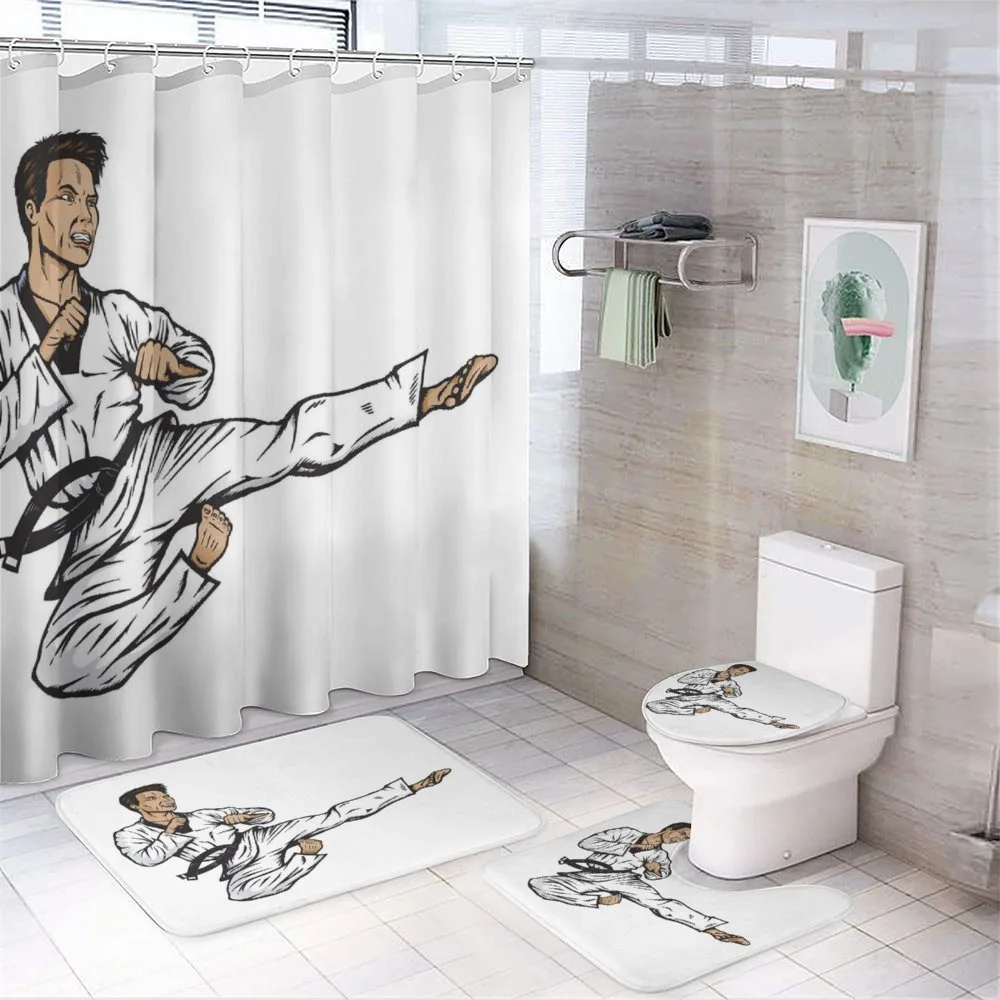 Senpai with Black Belt Kick — 4-Piece Bathroom Set preview