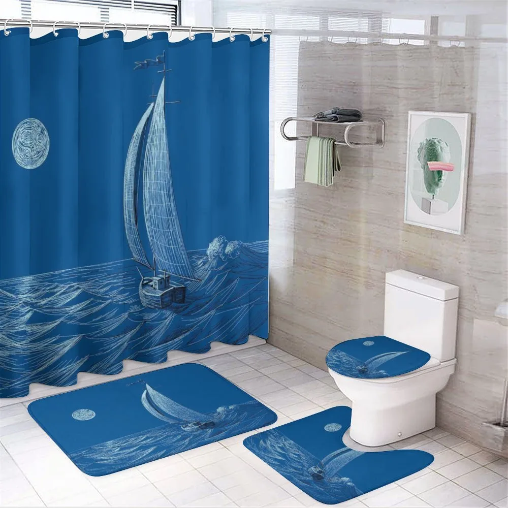 Ship on Ocean Moon — 4-Piece Bathroom Set preview