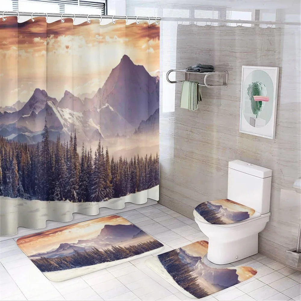 Winter Evening Mountain — 4-Piece Bathroom Set preview