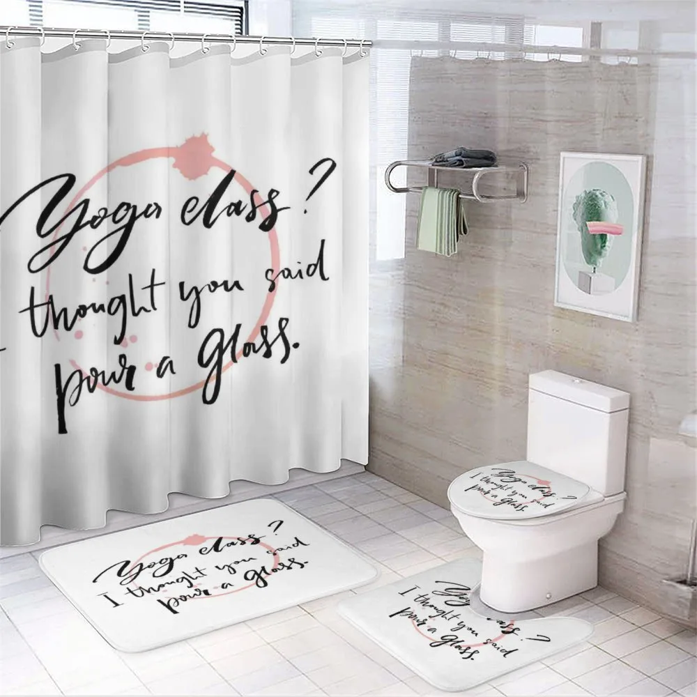 Yoga Class Wine Glass — 4-Piece Bathroom Set preview