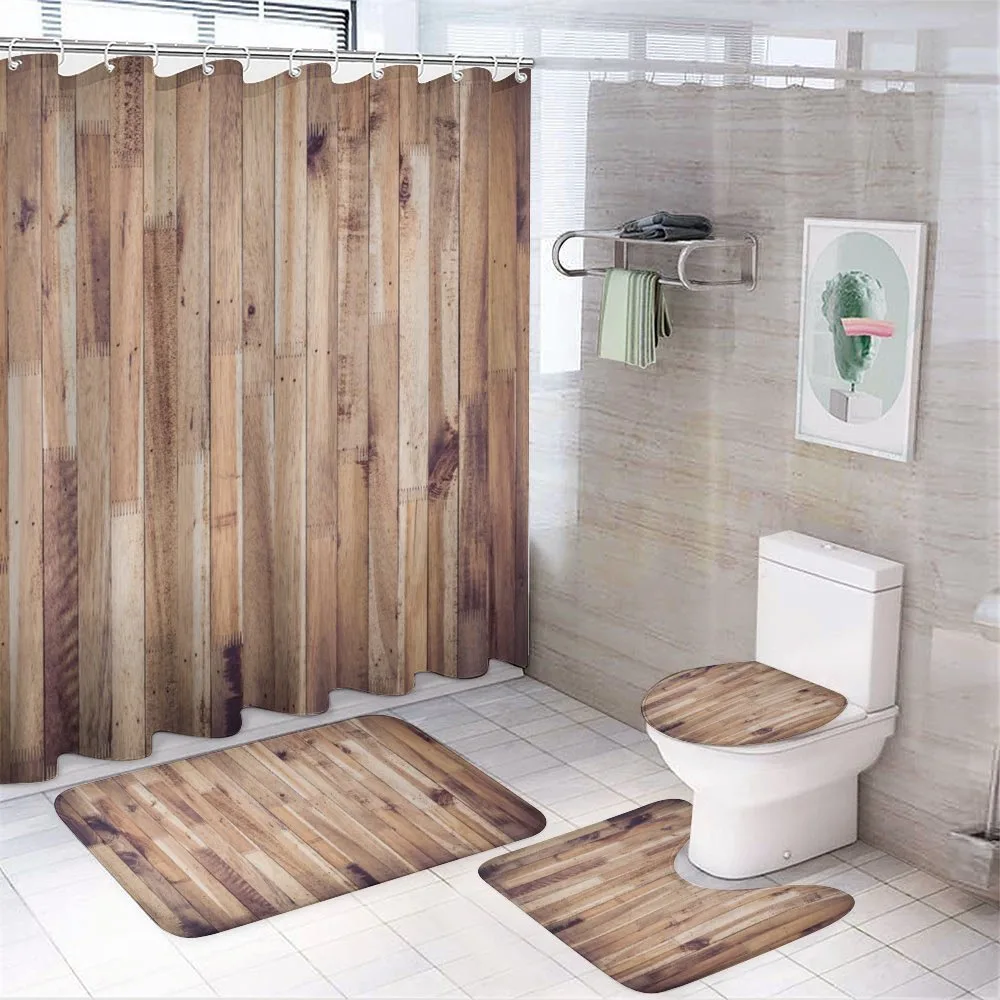 Aged Planks Pattern — 4-Piece Bathroom Set preview