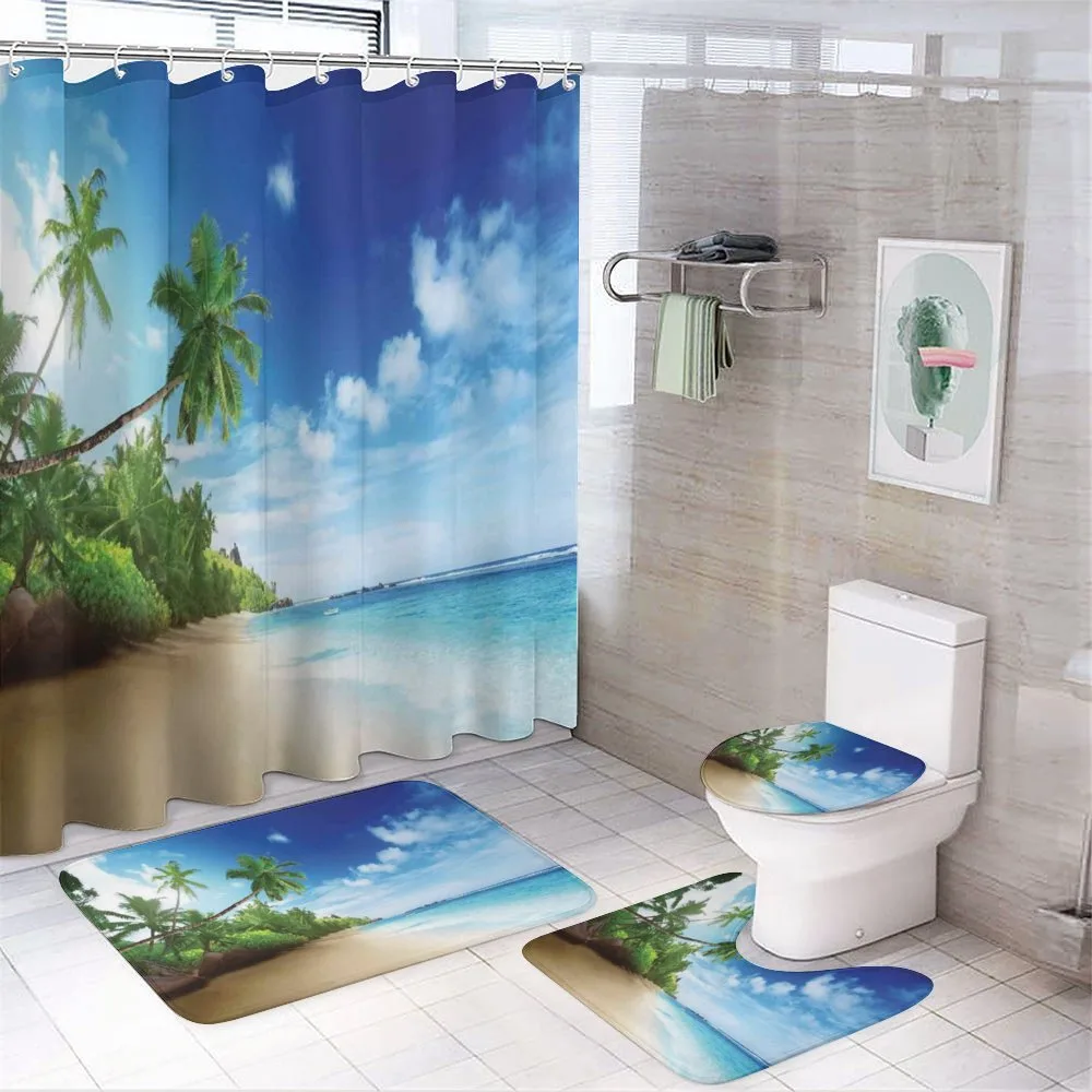 Beach Sunset and Waves 4-Piece Bathroom Set product video