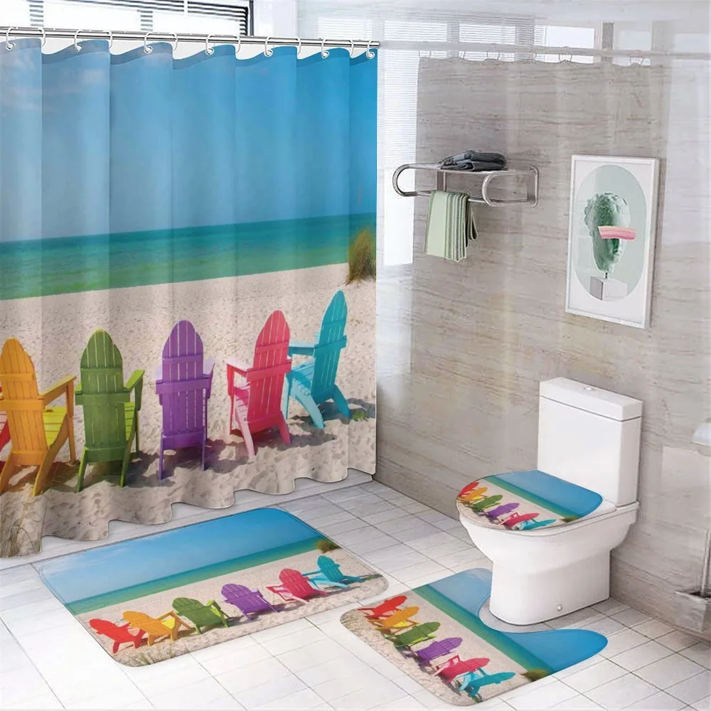 Colorful Wooden Deckchairs — 4-Piece Bathroom Set preview