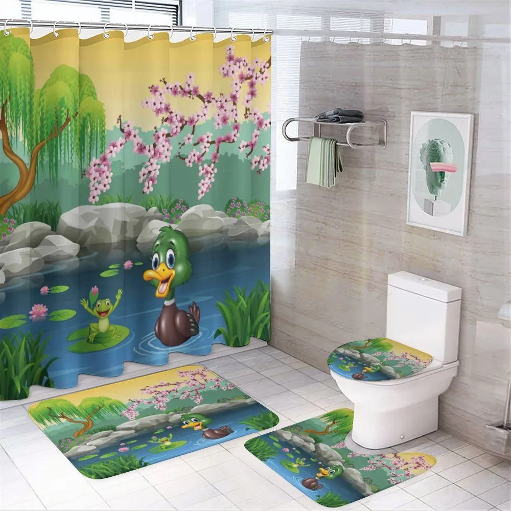 Duck and Frog in a Lake — 4-Piece Bathroom Set preview