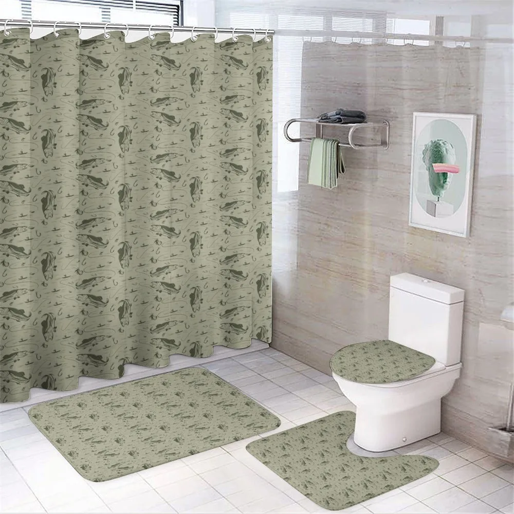 Fisherman Boat and Trouts — 4-Piece Bathroom Set preview