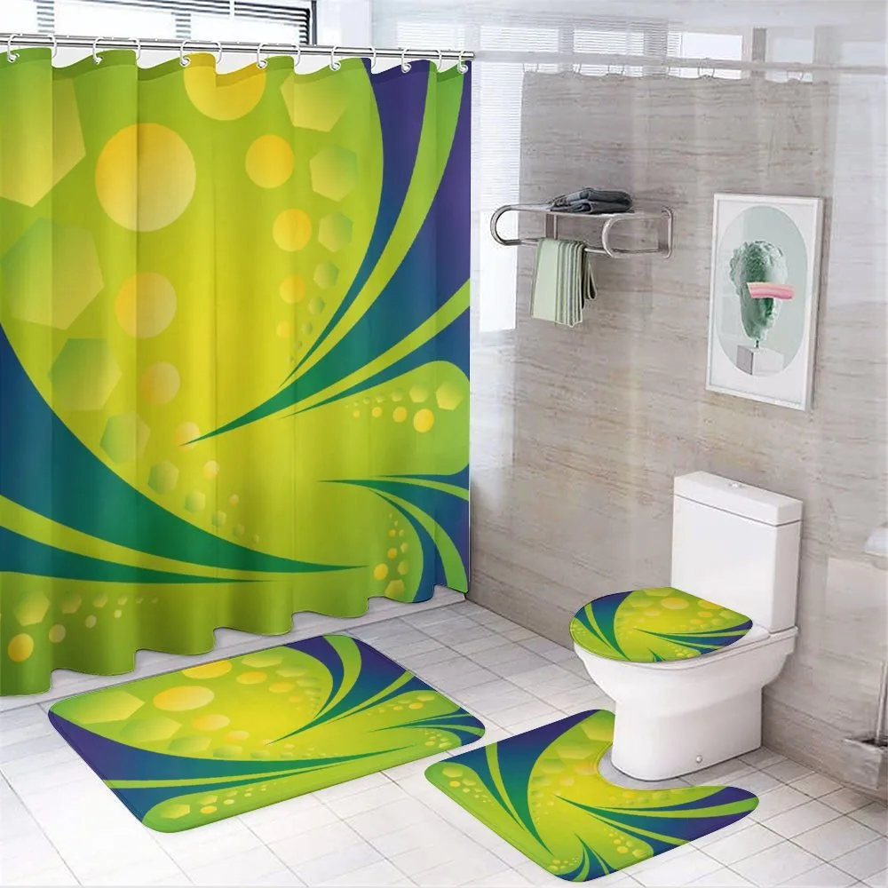 Geometric Green Blue Art — 4-Piece Bathroom Set preview