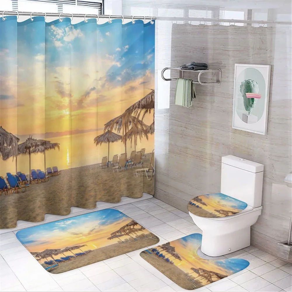 Sandy Beach with Sunrise — 4-Piece Bathroom Set preview