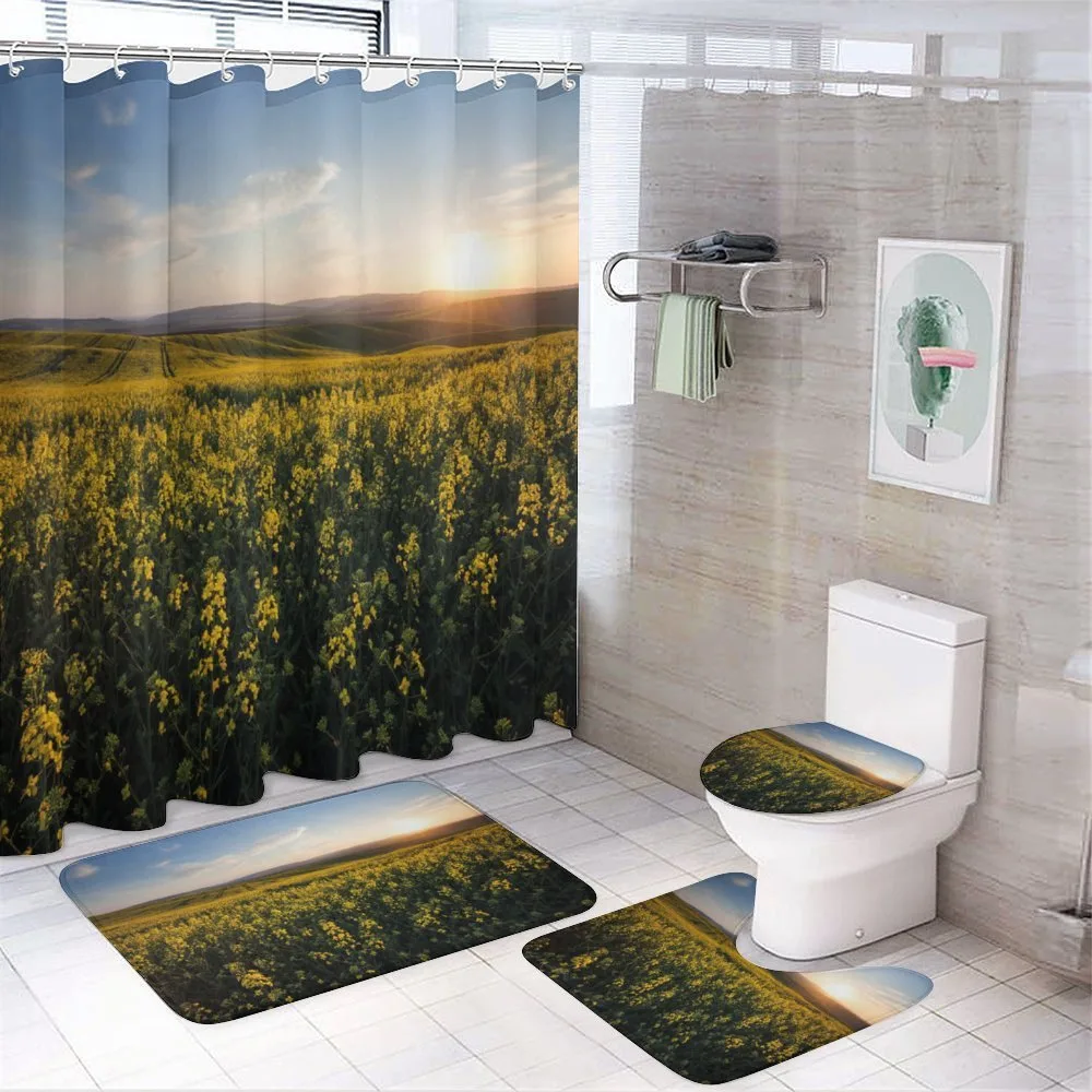Sunset Flower Field — 4-Piece Bathroom Set preview