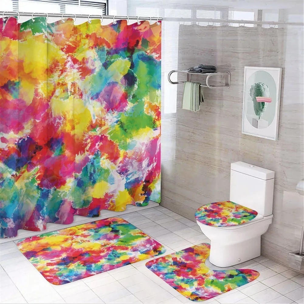 Vivid Messy Watercolors — 4-Piece Bathroom Set preview