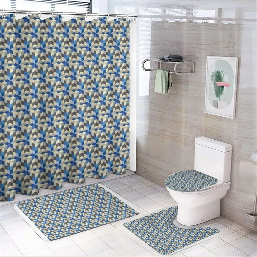 3D Cube Modern Art — 4-Piece Bathroom Set preview