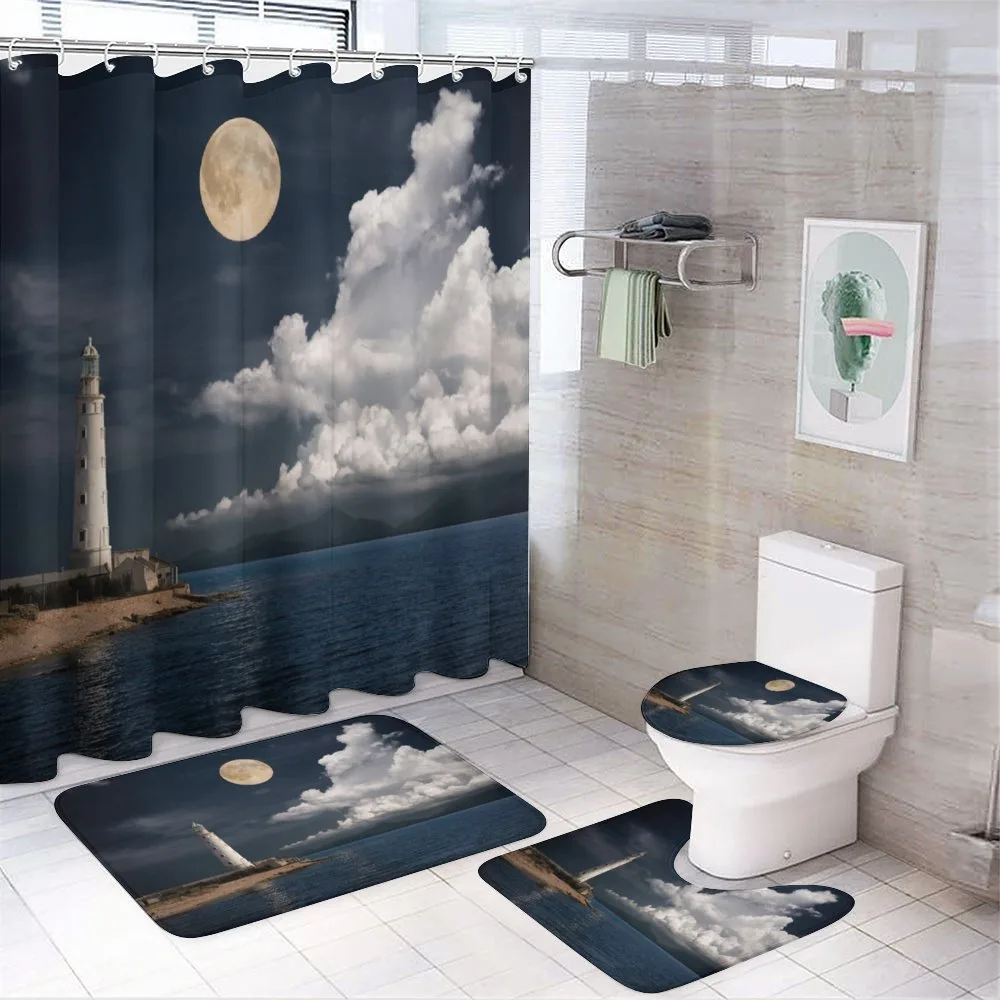Old Lighthouse by Sea — 4-Piece Bathroom Set preview