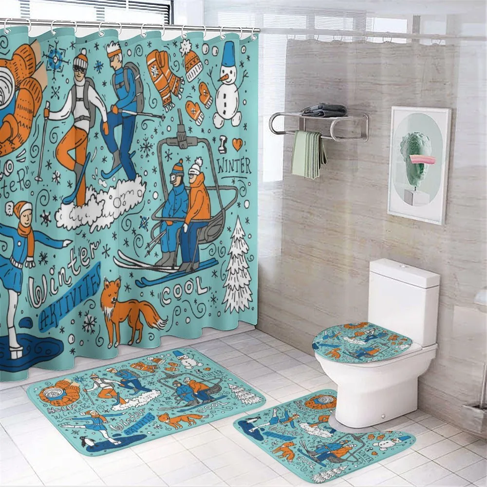 People Winter Activities — 4-Piece Bathroom Set preview