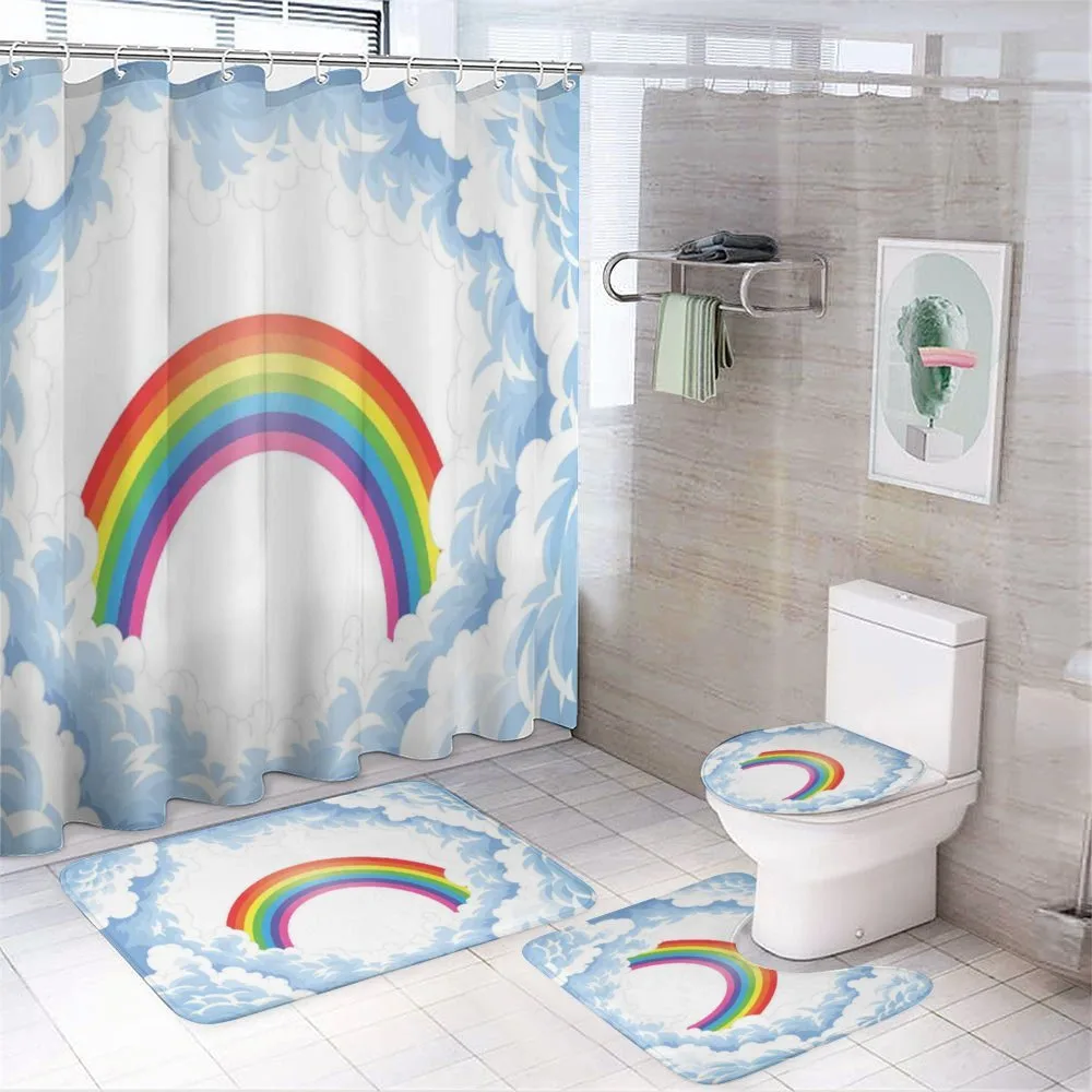 Rainbow Fluffy Clouds — 4-Piece Bathroom Set preview