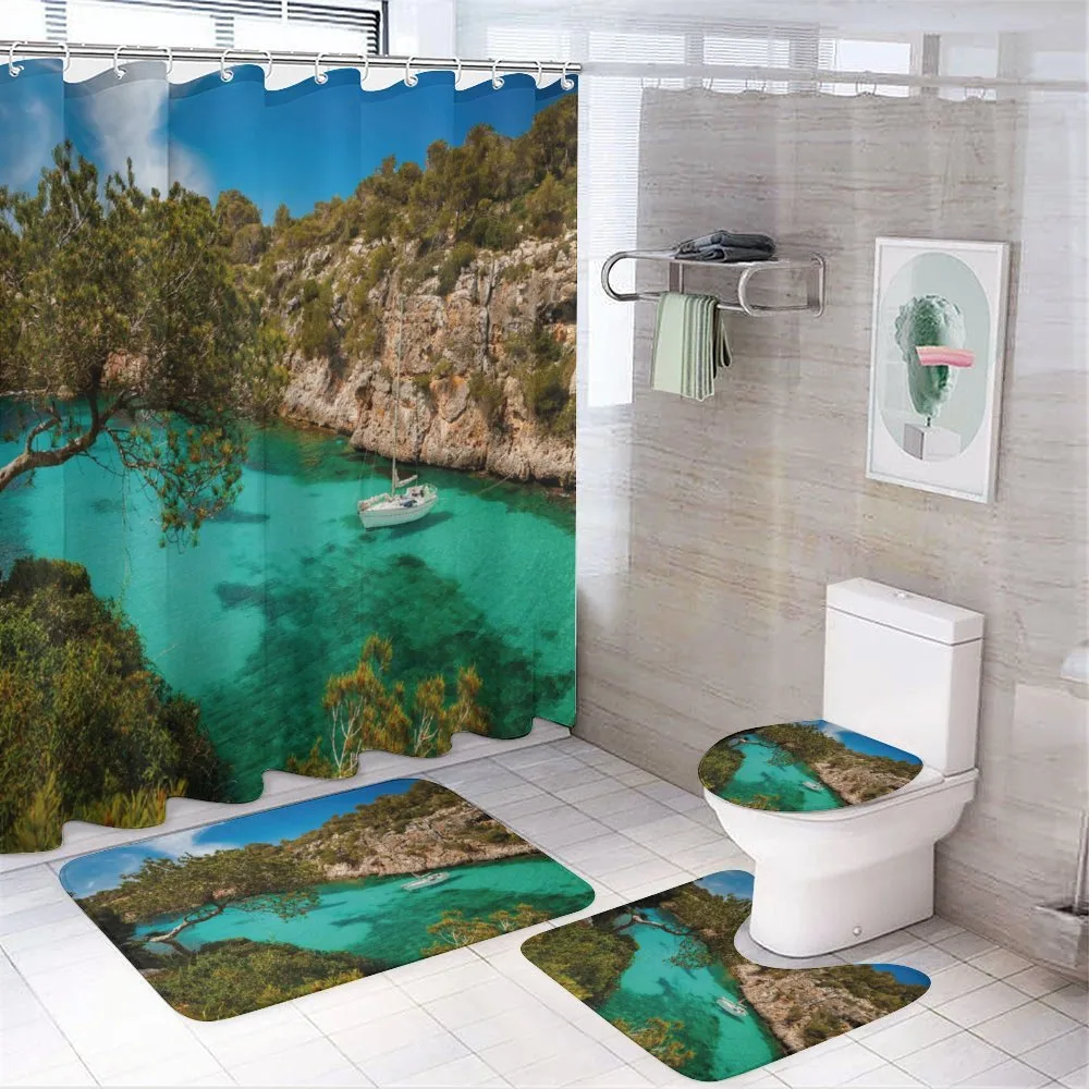 Yacht on Sea Scenic View — 4-Piece Bathroom Set preview