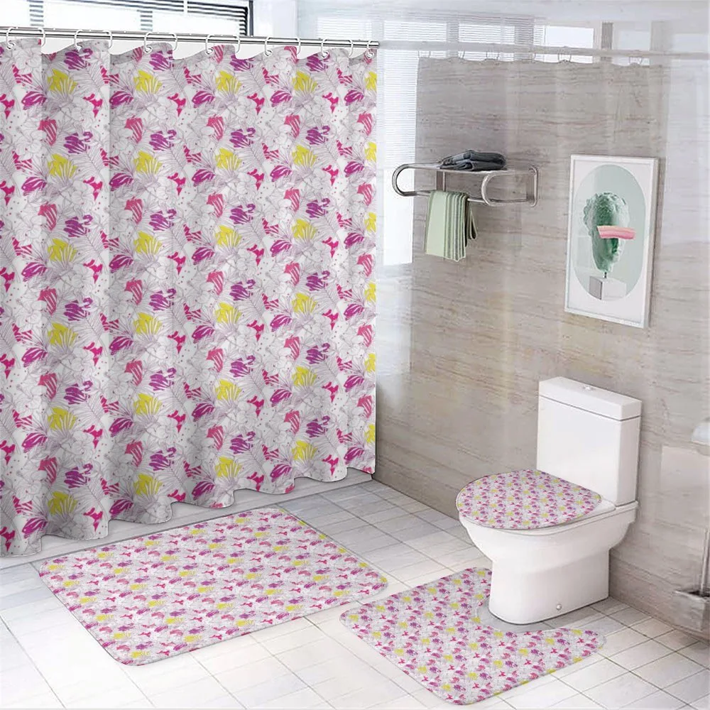 Palm Leaf with Hibiscuses — 4-Piece Bathroom Set preview