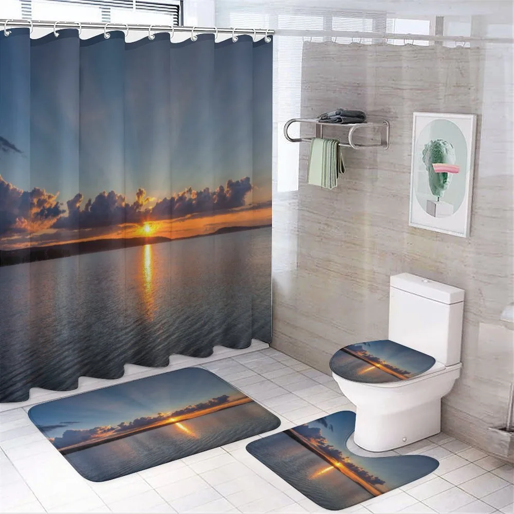 Sunset over Lake Horizon — 4-Piece Bathroom Set preview