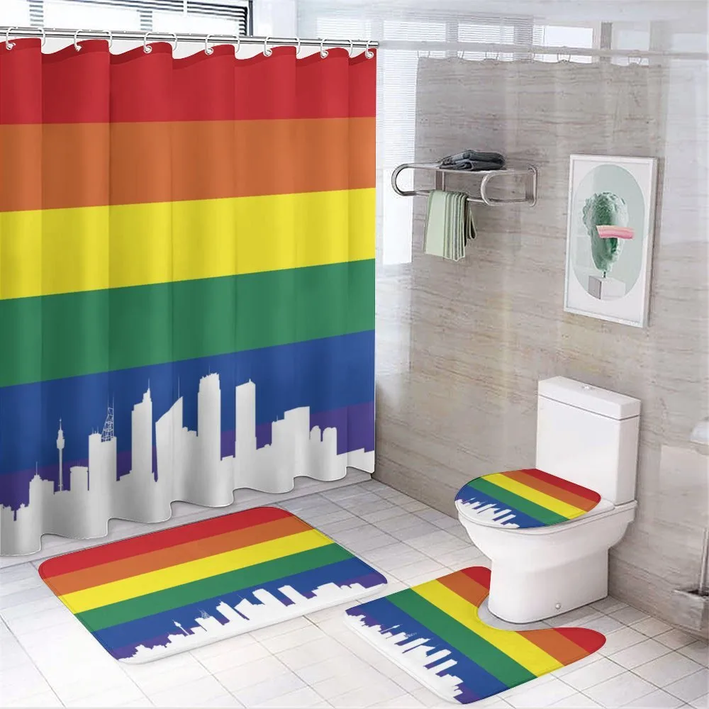 Sydney Buildings Rainbow Flag — 4-Piece Bathroom Set preview