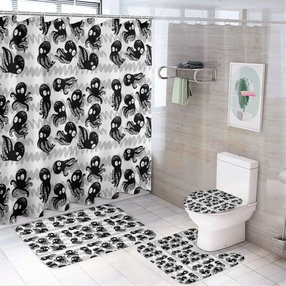 Wildlife in Sea Cartoon — 4-Piece Bathroom Set preview