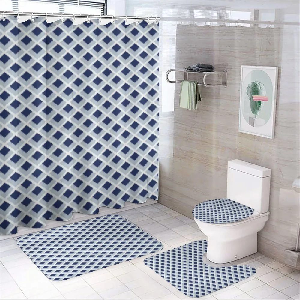 Blue Toned Ikat Modern — 4-Piece Bathroom Set preview