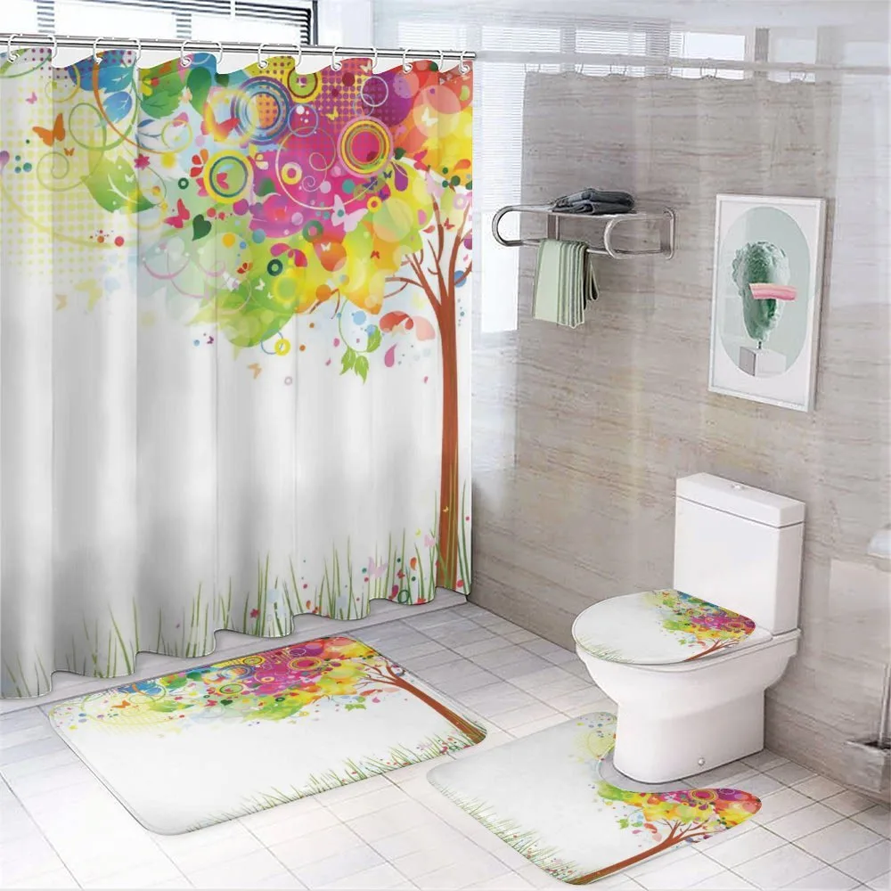 Color Bursting Tree of Life — 4-Piece Bathroom Set preview